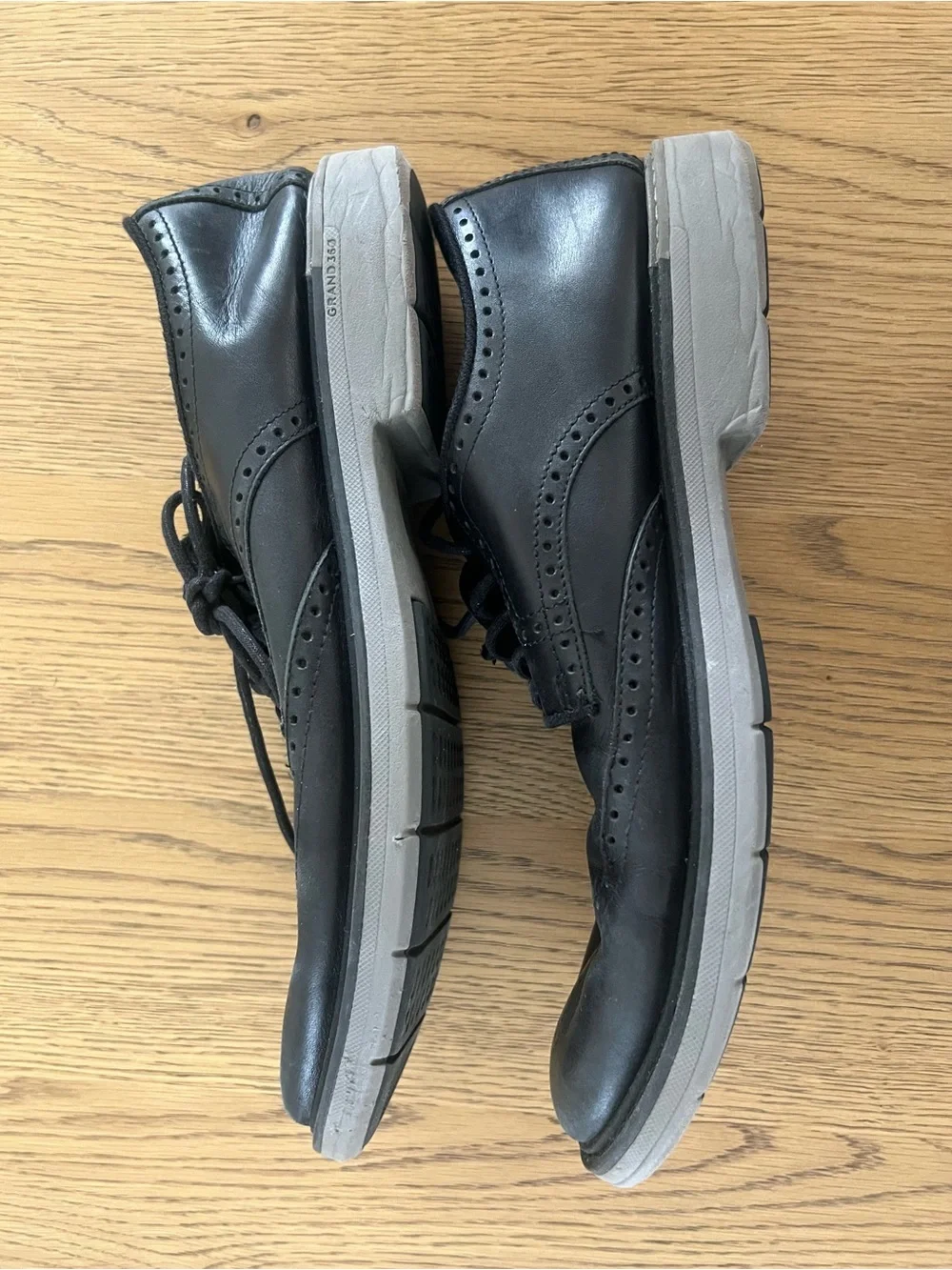 Cole Haan Black Leather Wingtip Oxfords - Men